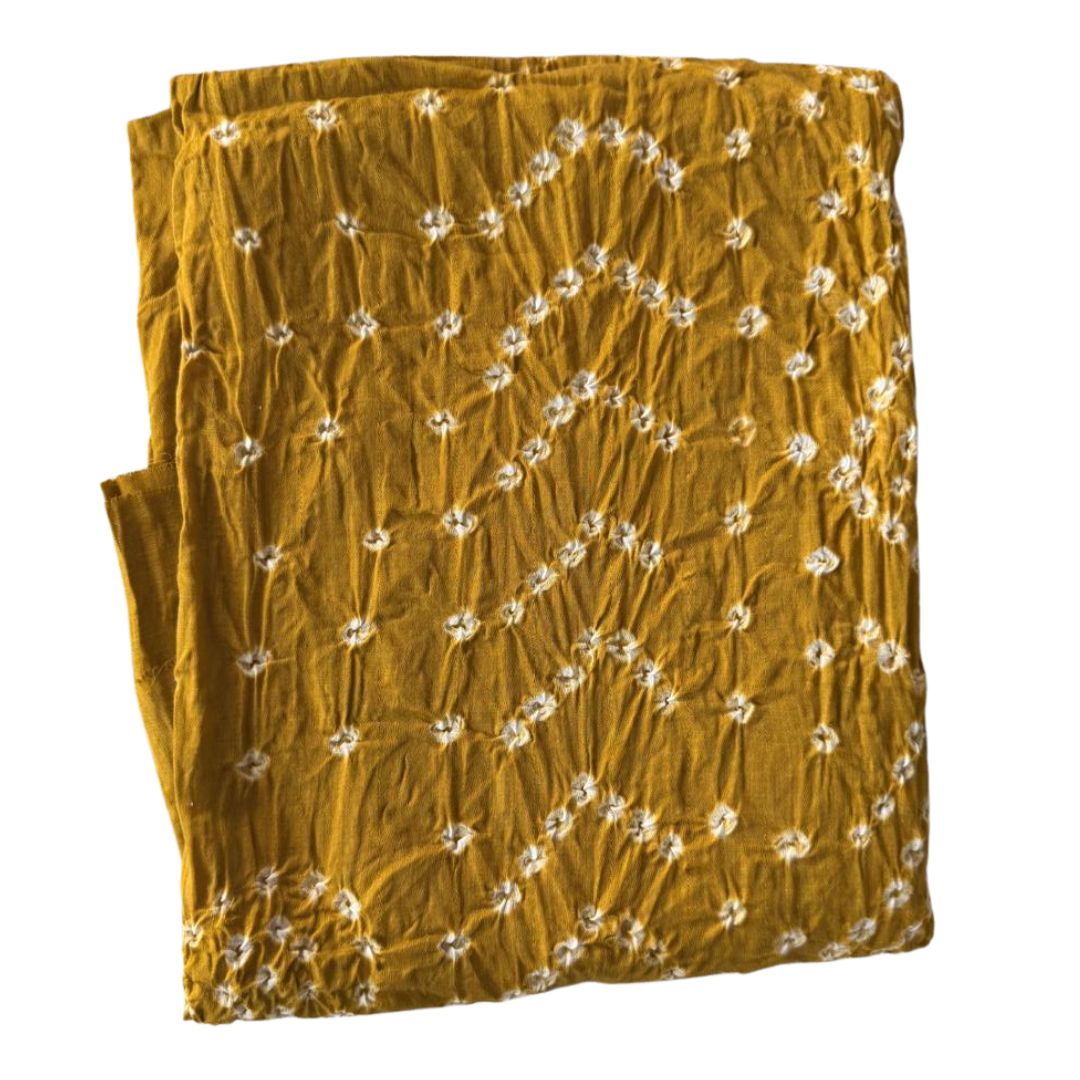 Mustard Bandhani Print Unstitched Suit Set for Women