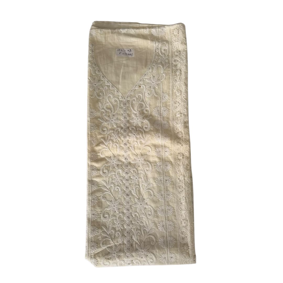Elegant Butter Yellow Lucknowi Chikankari Unstitched 3-Piece Suit Set